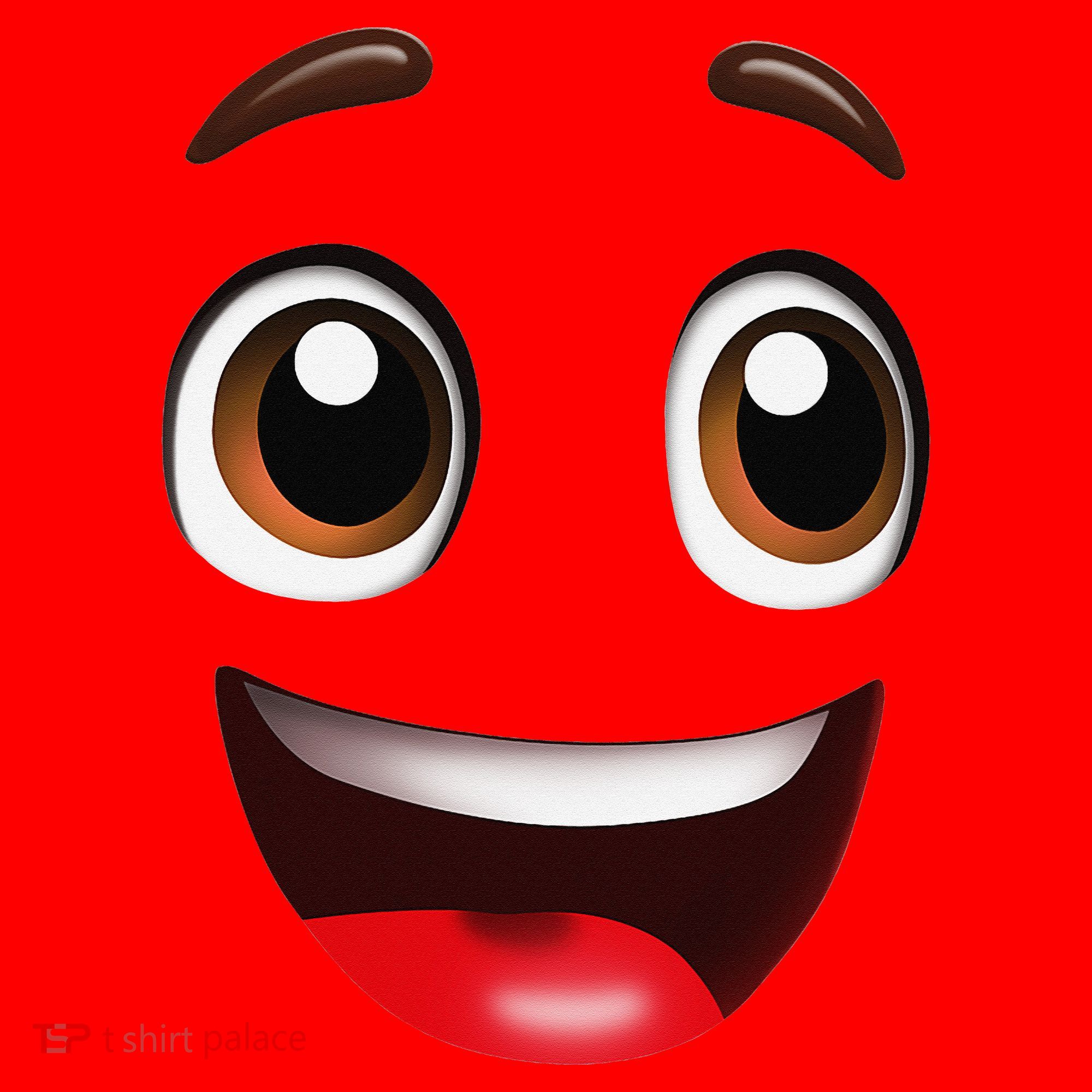 Cartoon Face Brown Eyes Santa Hat