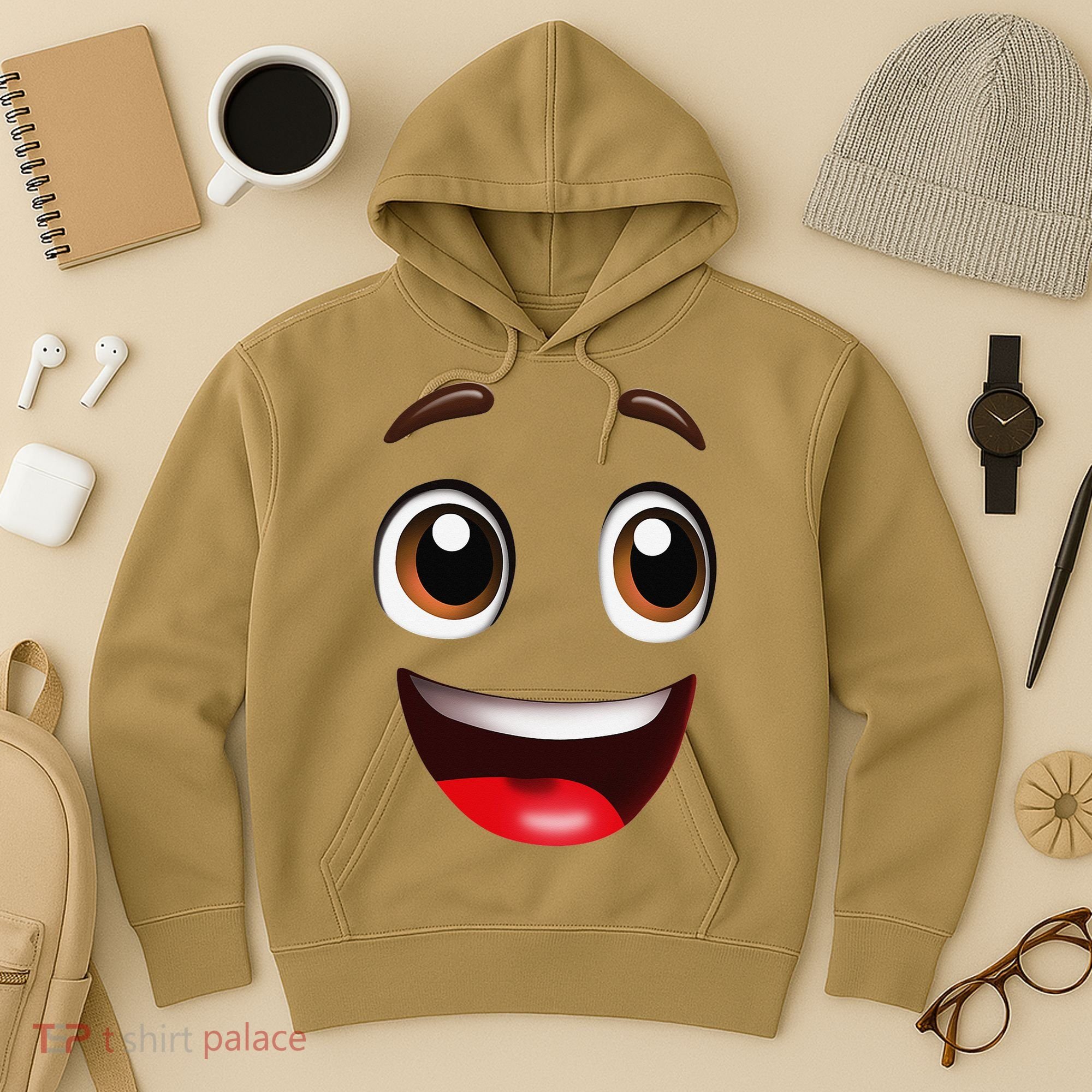 Cartoon Face Brown Eyes Hoodie