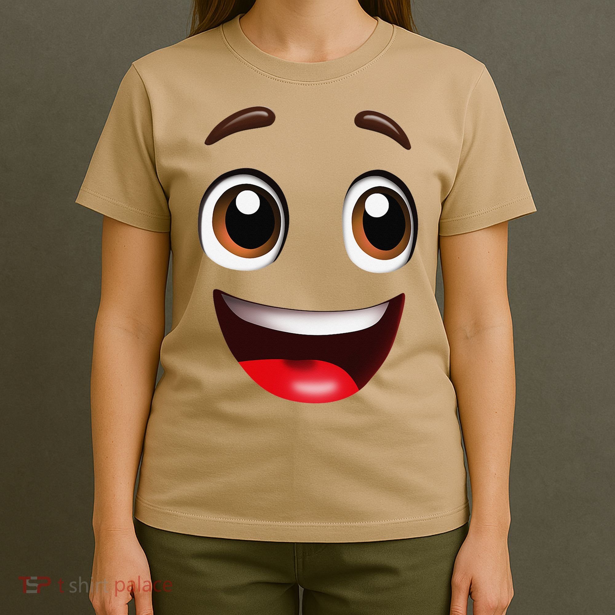 Cartoon Face Brown Eyes T-Shirt
