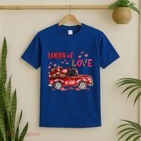 Cute French Bulldog Dog Driving Red Truck Happy Valentine's Gift T-Shirt thumb 2