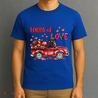 Cute French Bulldog Dog Driving Red Truck Happy Valentine's Gift T-Shirt thumb 3