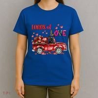 Cute French Bulldog Dog Driving Red Truck Happy Valentine's Gift T-Shirt thumb 4