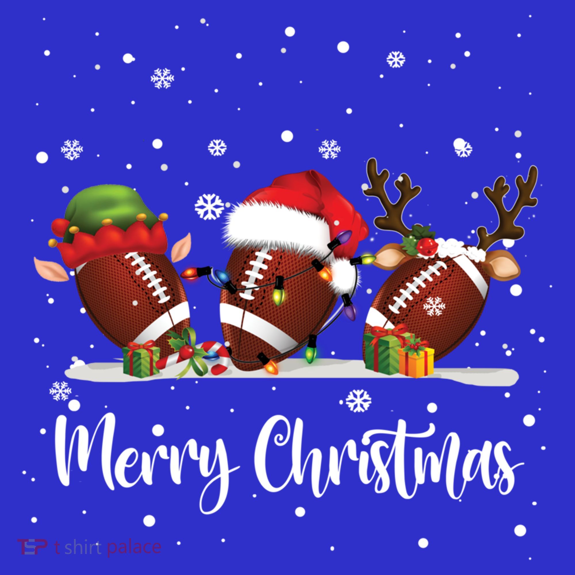 Christmas Football Ball Reindeer Santa Elf Gift Gi Gift T-Shirt