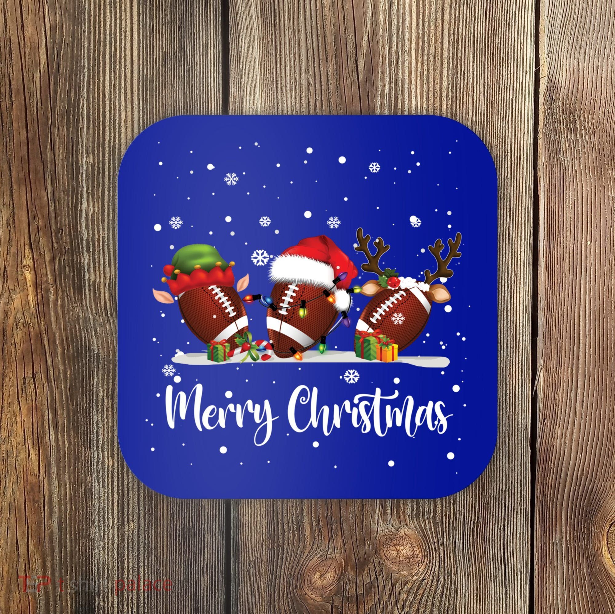 Christmas Football Ball Reindeer Santa Elf Gift Gi Gift Coaster