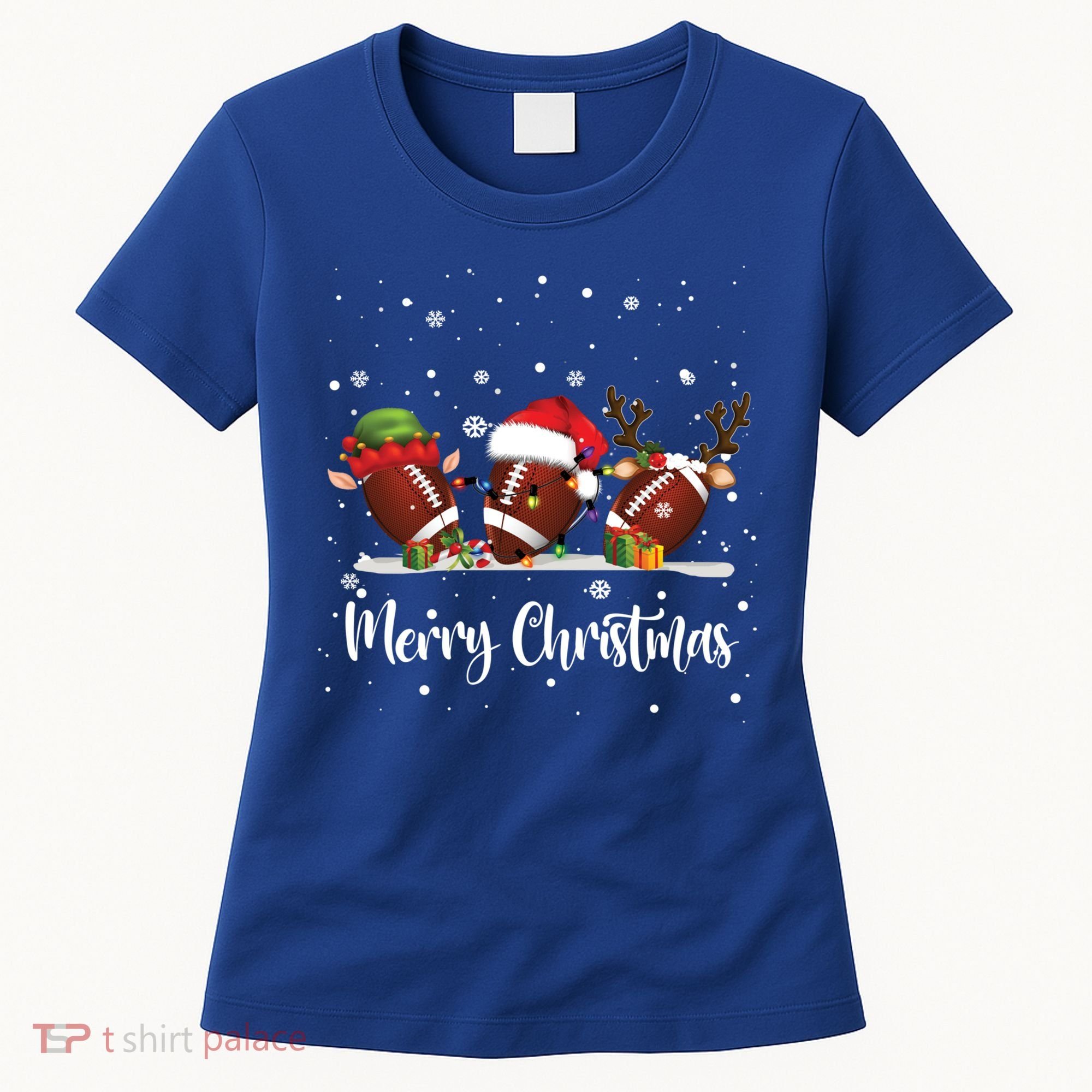 Christmas Football Ball Reindeer Santa Elf Gift Gi Gift Women's T-Shirt