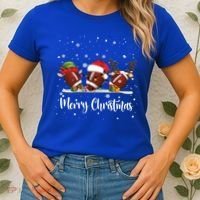 Christmas Football Ball Reindeer Santa Elf Gift Gi Gift Women's T-Shirt thumb 2