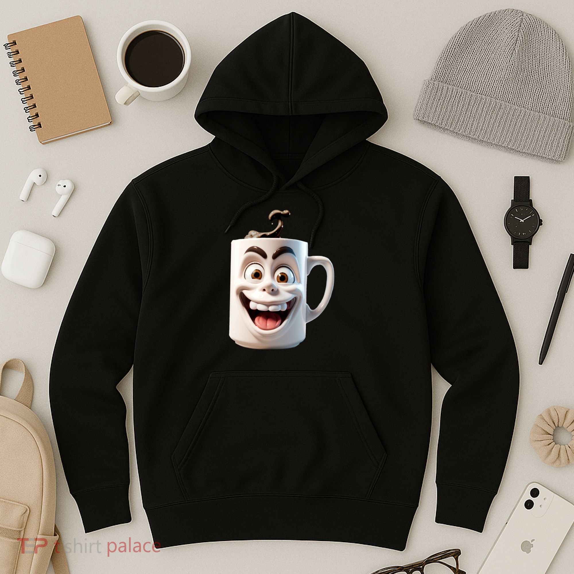 Crazy Face Coffee Character Hoodie