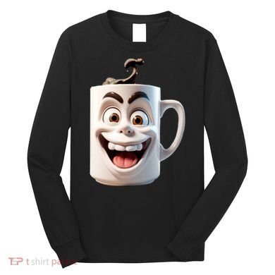 Crazy Face Coffee Character Long Sleeve Shirt