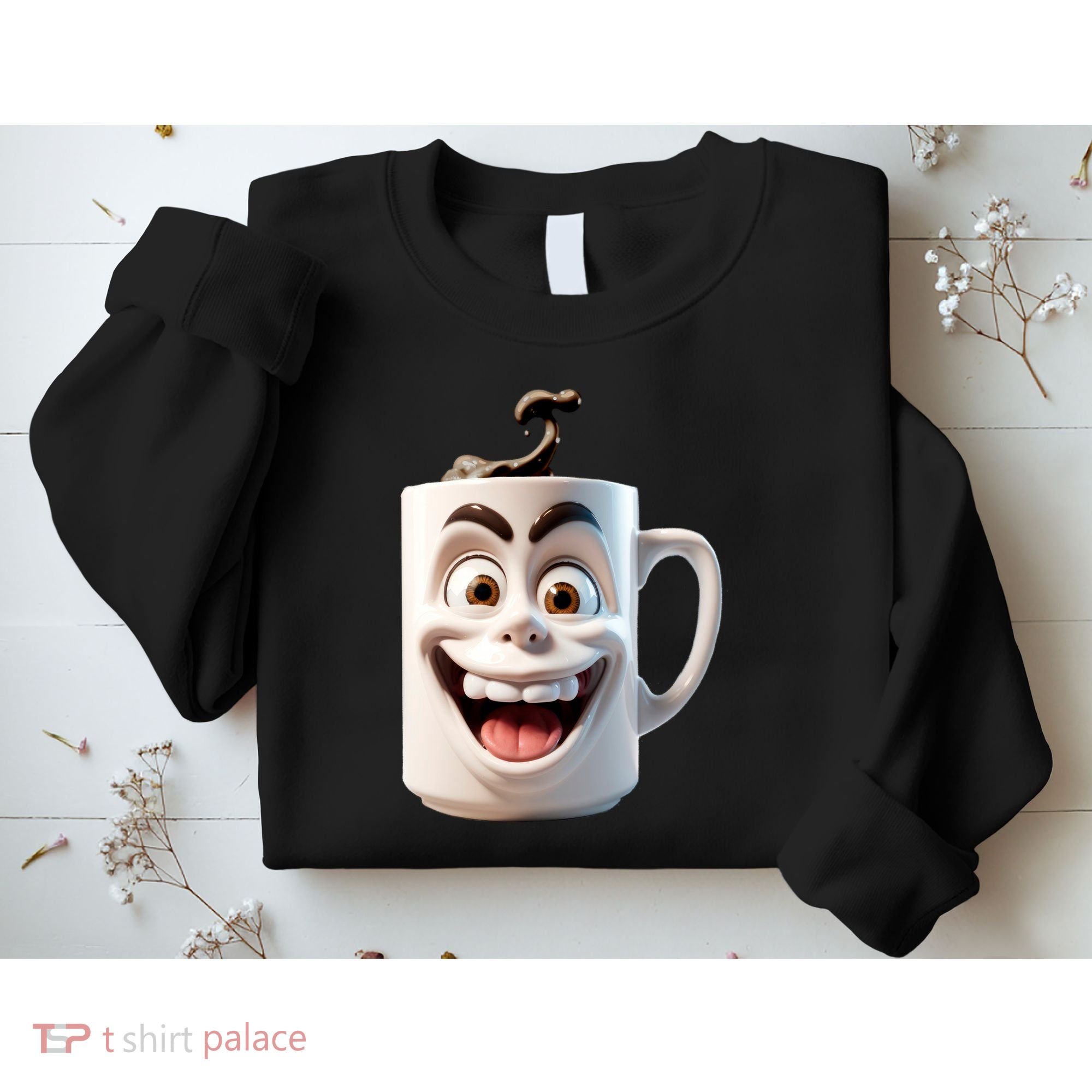 Crazy Face Coffee Character Sweatshirt