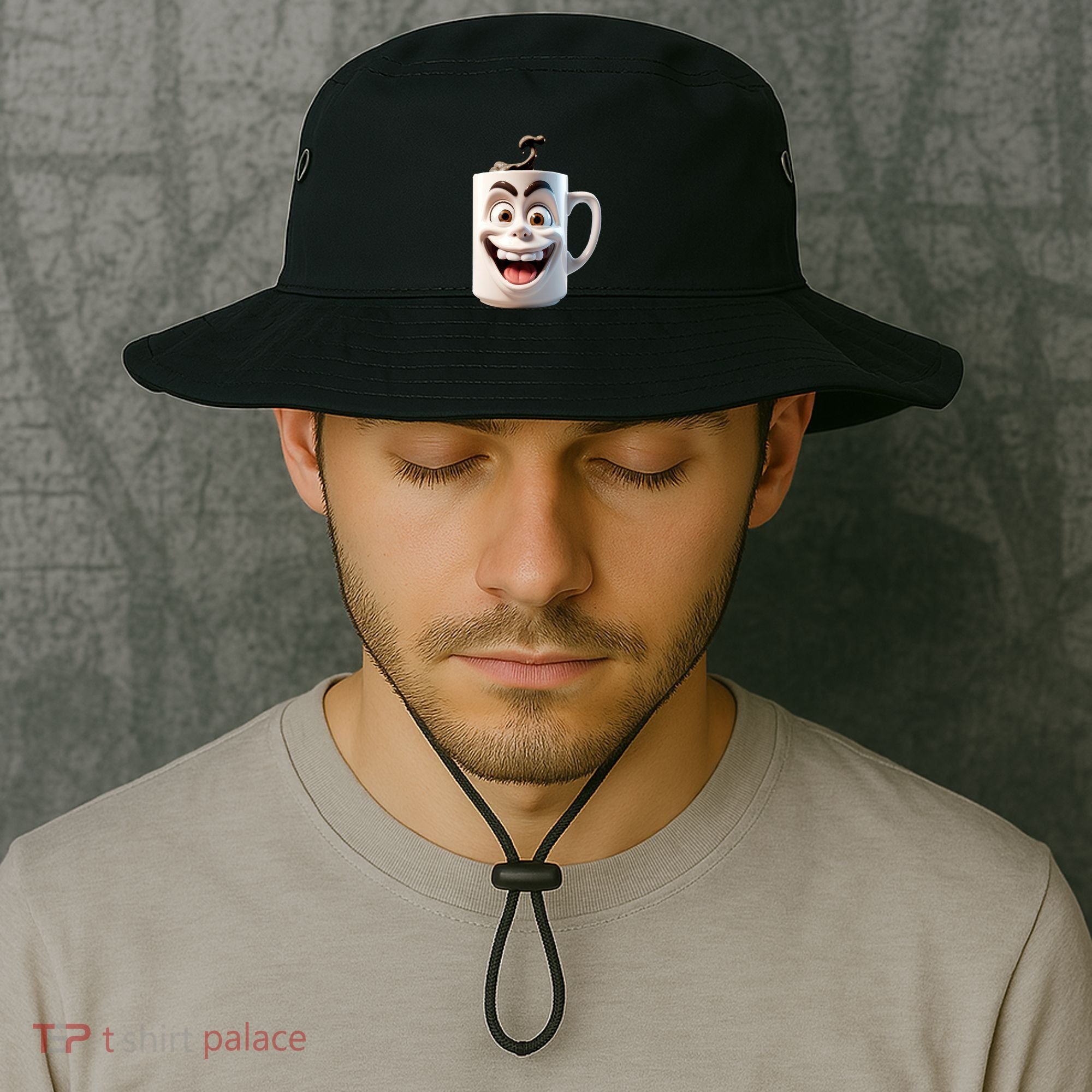 Crazy Face Coffee Character Bucket Hat