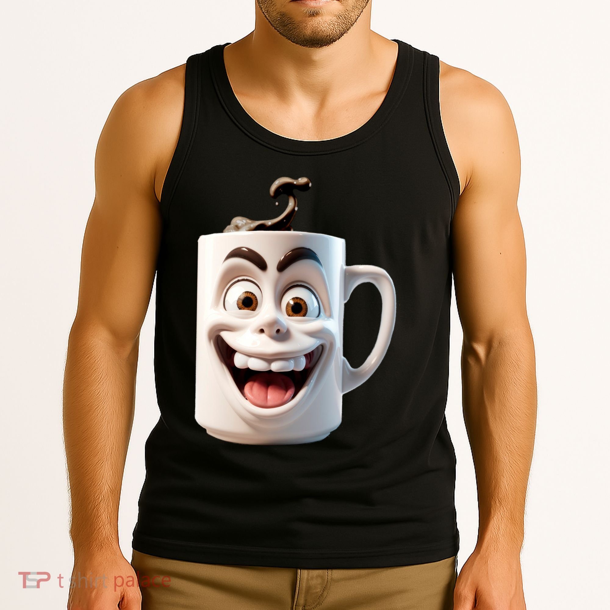 Crazy Face Coffee Character Tank Top