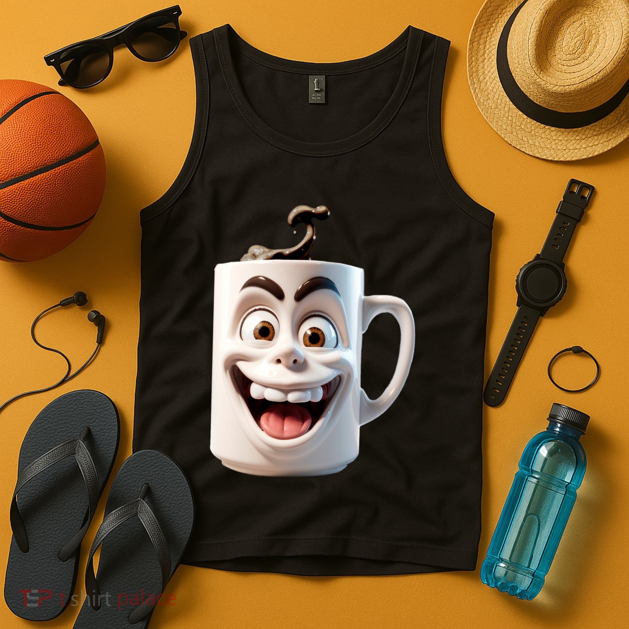 Crazy Face Coffee Character Tank Top