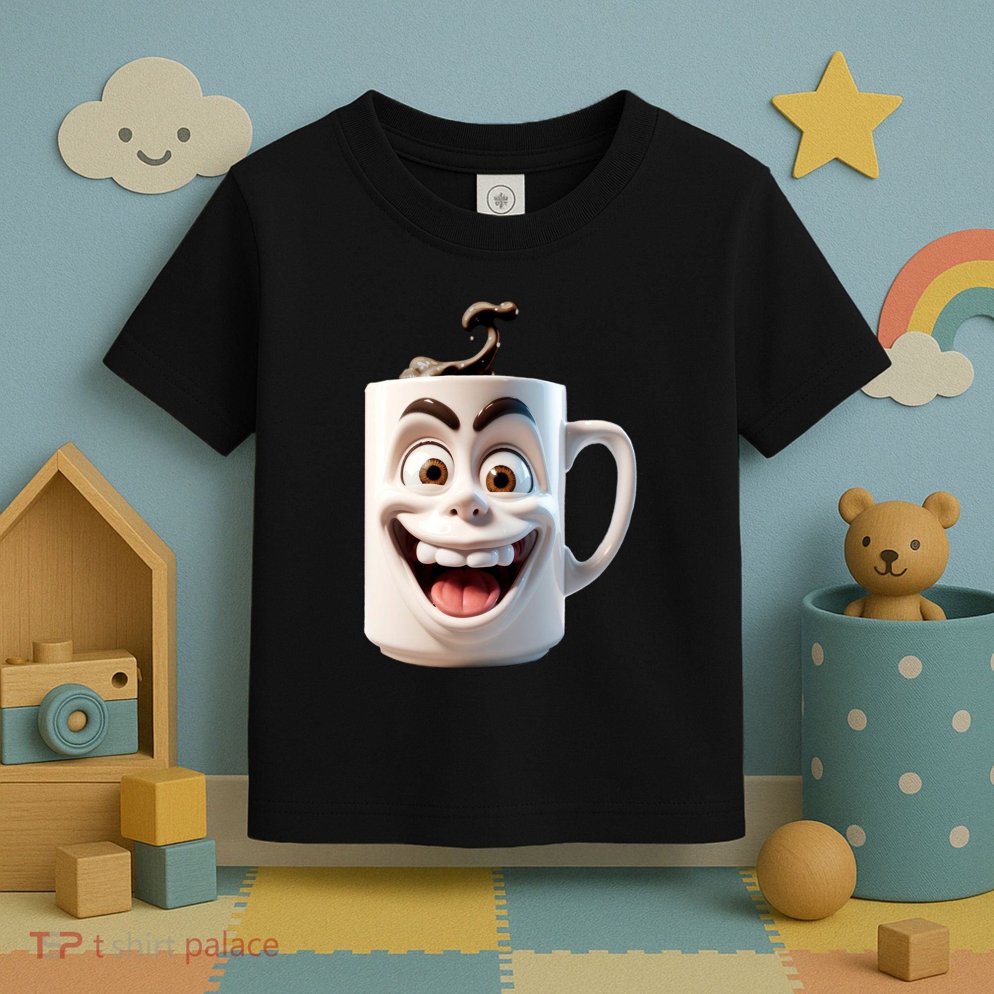 Crazy Face Coffee Character Toddler T-Shirt