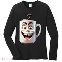 Crazy Face Coffee Character Women's Long Sleeve Shirt thumb 0