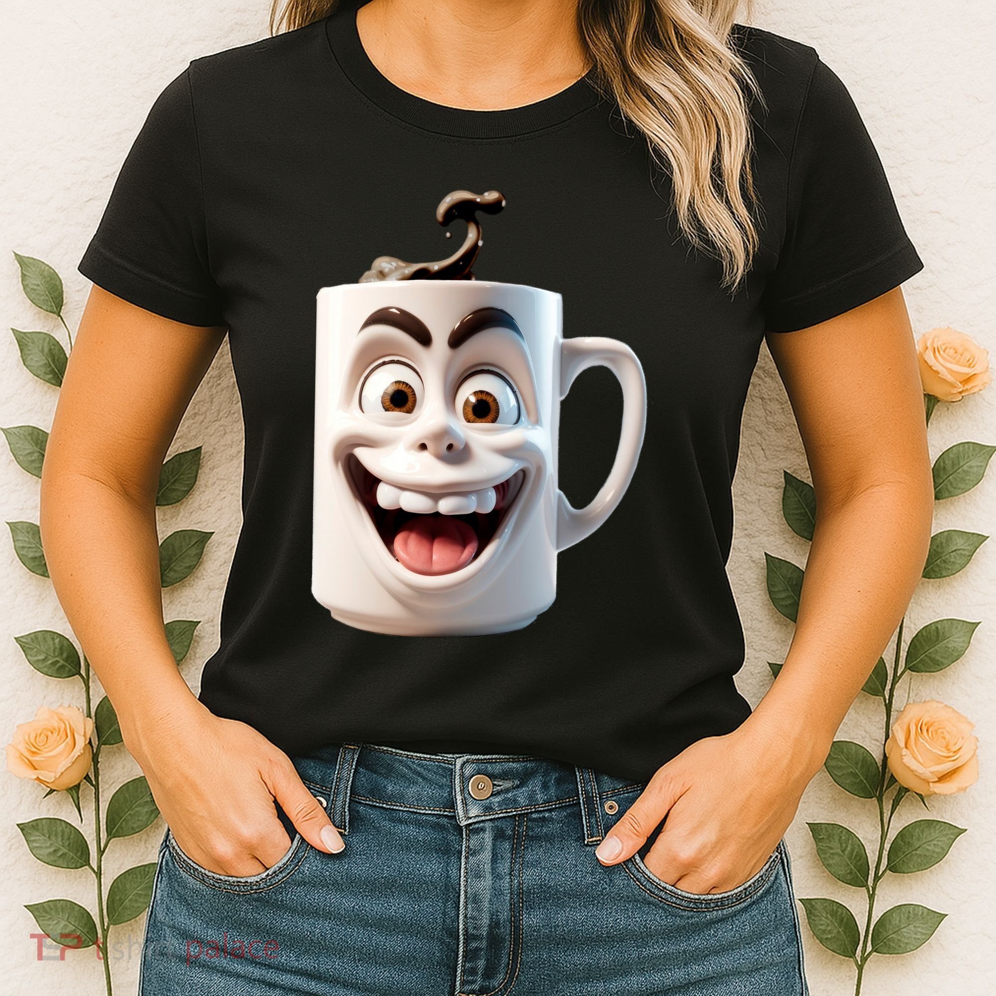 Crazy Face Coffee Character Women's T-Shirt