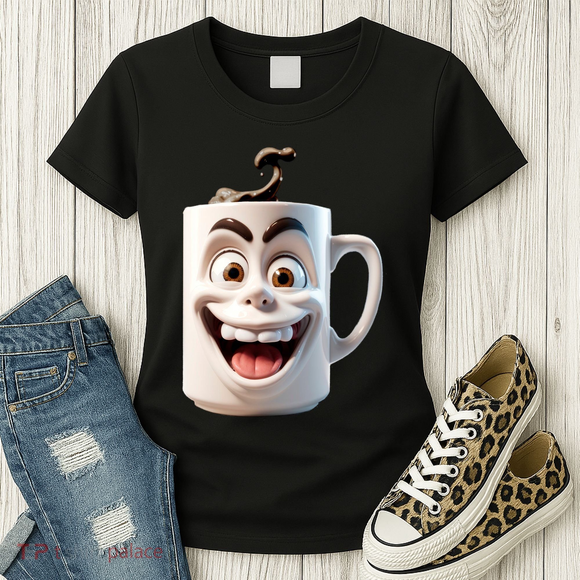 Crazy Face Coffee Character Women's T-Shirt