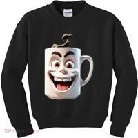 Crazy Face Coffee Character Kids Sweatshirt thumb 0