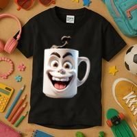 Crazy Face Coffee Character Kids T-Shirt thumb 3