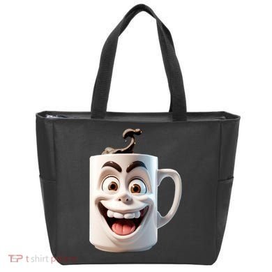 Crazy Face Coffee Character Tote Bag