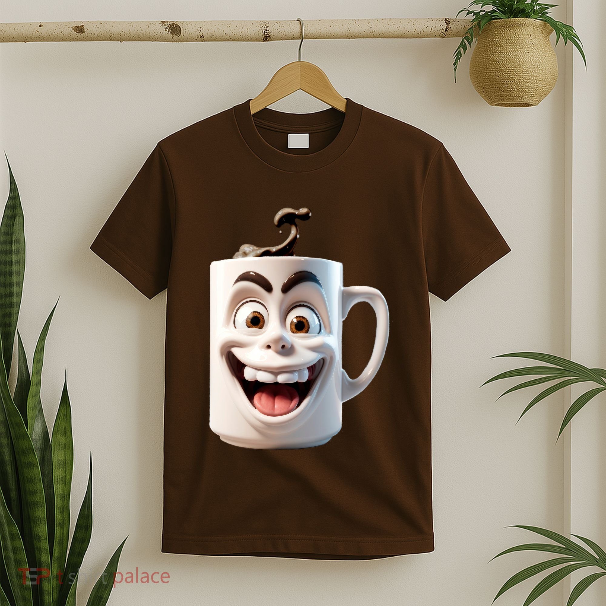 Crazy Face Coffee Character T-Shirt