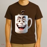 Crazy Face Coffee Character T-Shirt thumb 3