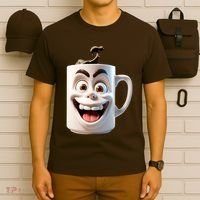 Crazy Face Coffee Character T-Shirt thumb 6