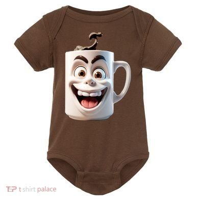 Crazy Face Coffee Character Baby Bodysuit