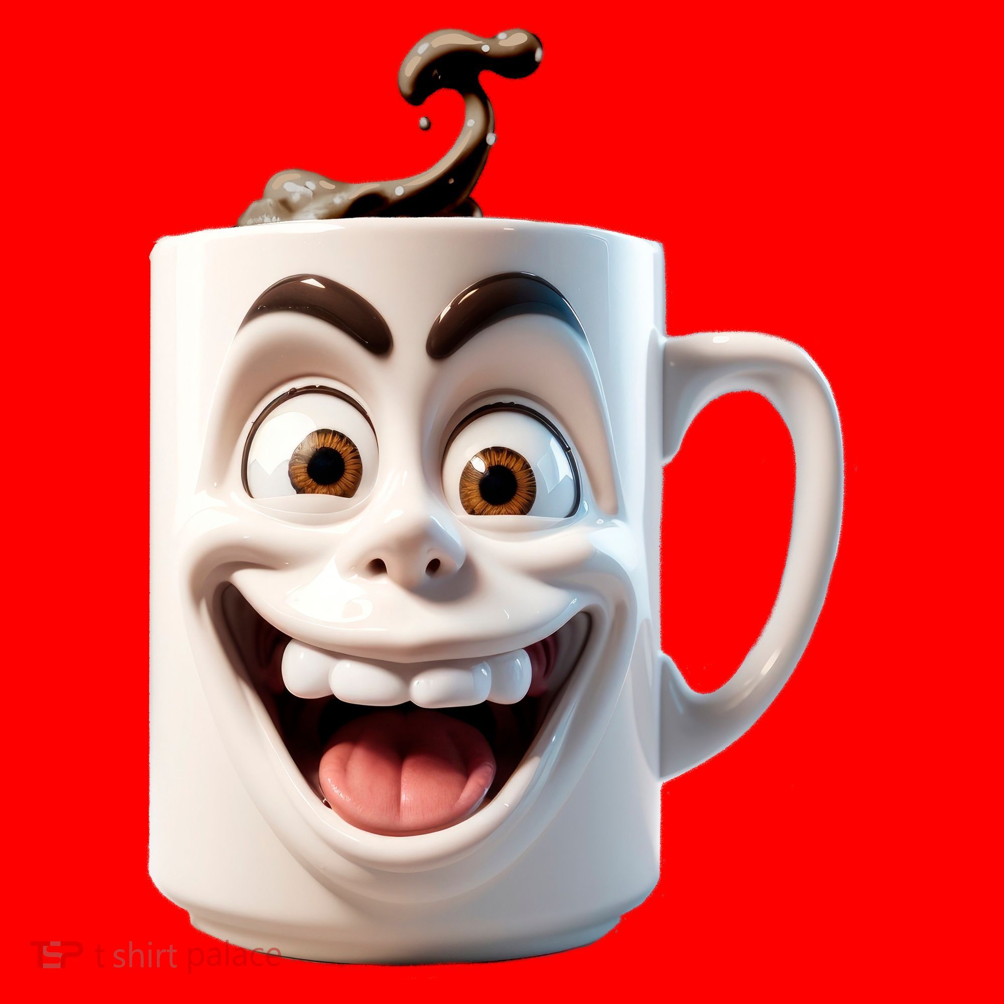 Crazy Face Coffee Character Santa Hat