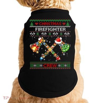 Christmas Firefighter Crew Ugly Sweater Fire Fighter Holiday Gift Doggie Tank