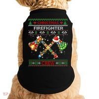 Christmas Firefighter Crew Ugly Sweater Fire Fighter Holiday Gift Doggie Tank thumb 0