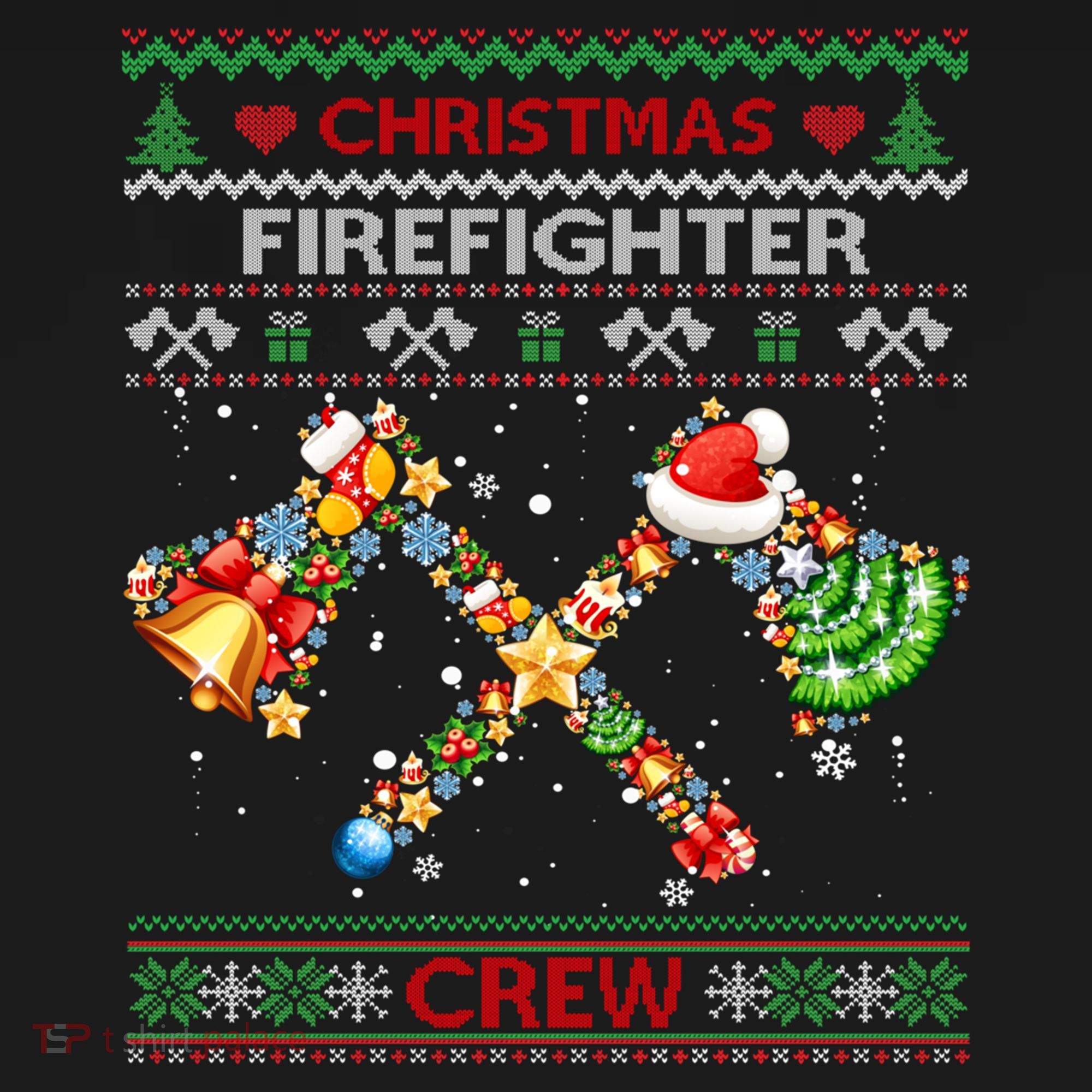 Christmas Firefighter Crew Ugly Sweater Fire Fighter Holiday Gift USA-Made Doggie Bandana