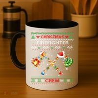Christmas Firefighter Crew Ugly Sweater Fire Fighter Holiday Gift Coffee Mug thumb 4