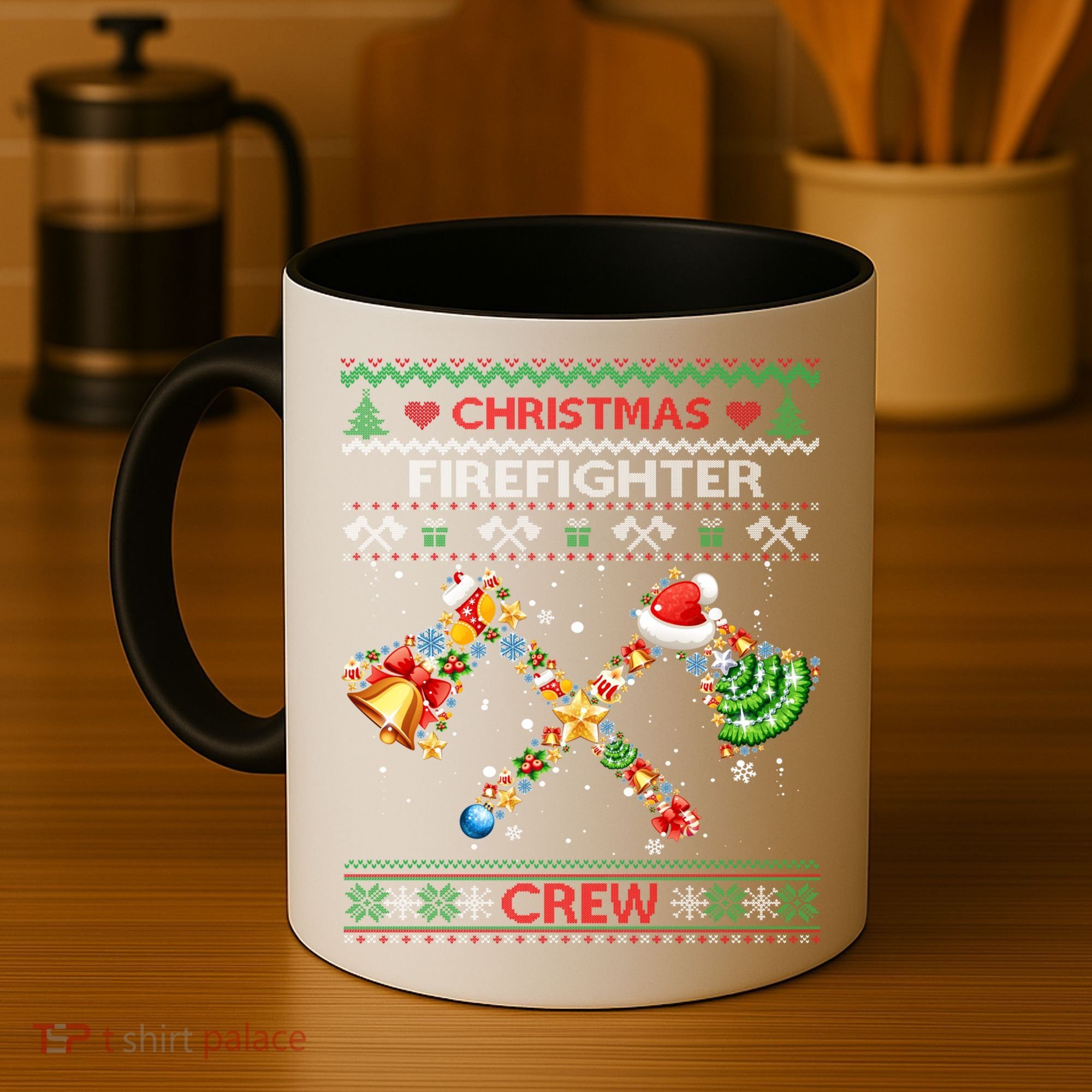 Christmas Firefighter Crew Ugly Sweater Fire Fighter Holiday Gift Coffee Mug