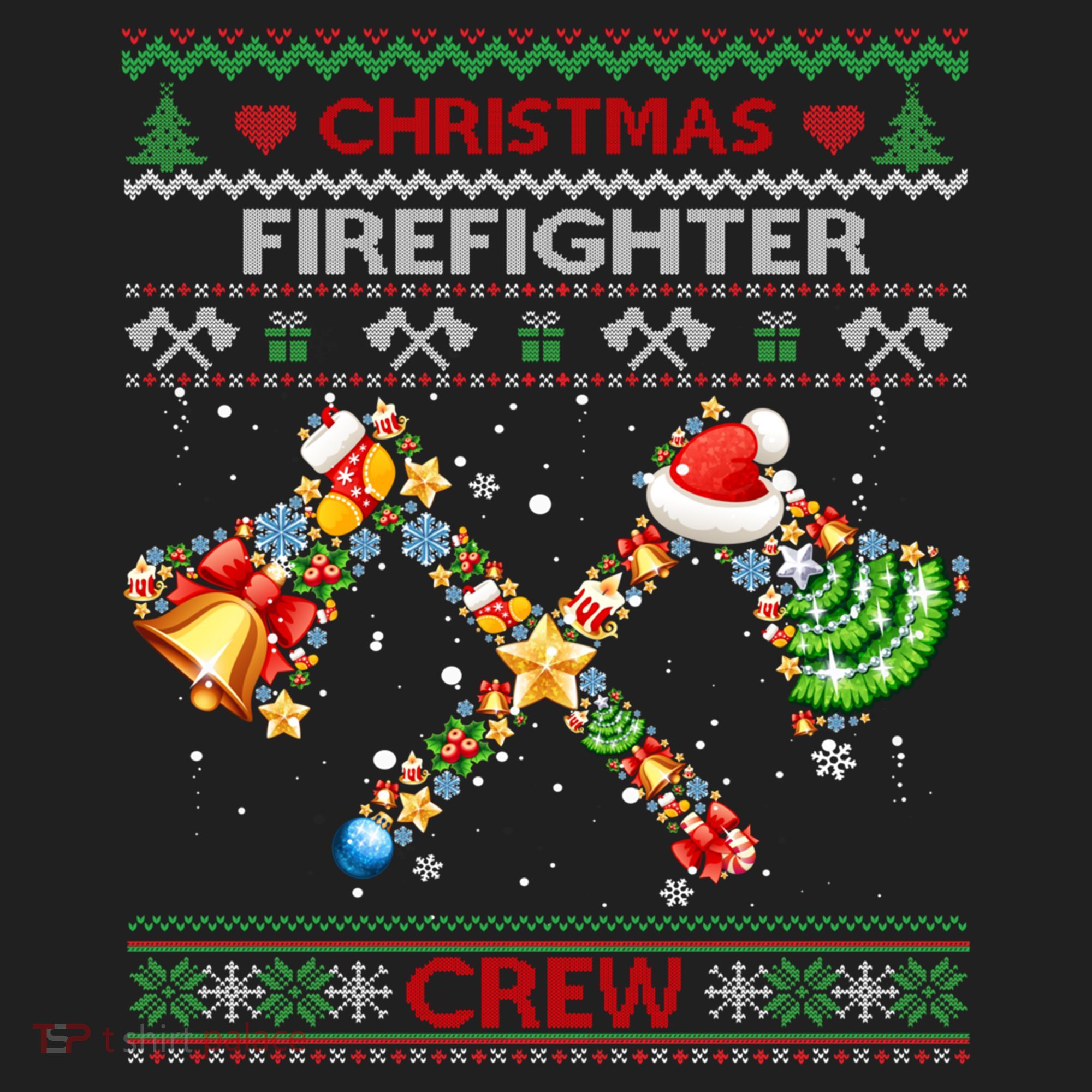 Christmas Firefighter Crew Ugly Sweater Fire Fighter Holiday Gift Golf Towel
