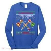 Christmas Firefighter Crew Ugly Sweater Fire Fighter Holiday Gift Long Sleeve Shirt thumb 0