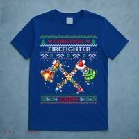 Christmas Firefighter Crew Ugly Sweater Fire Fighter Holiday Gift T-Shirt thumb 5