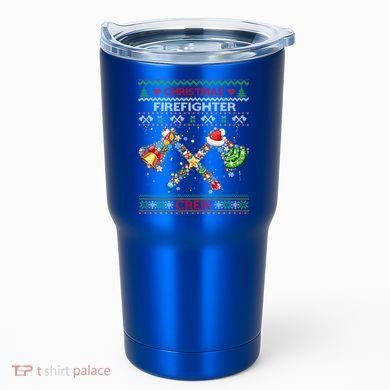 Christmas Firefighter Crew Ugly Sweater Fire Fighter Holiday Gift Tumbler