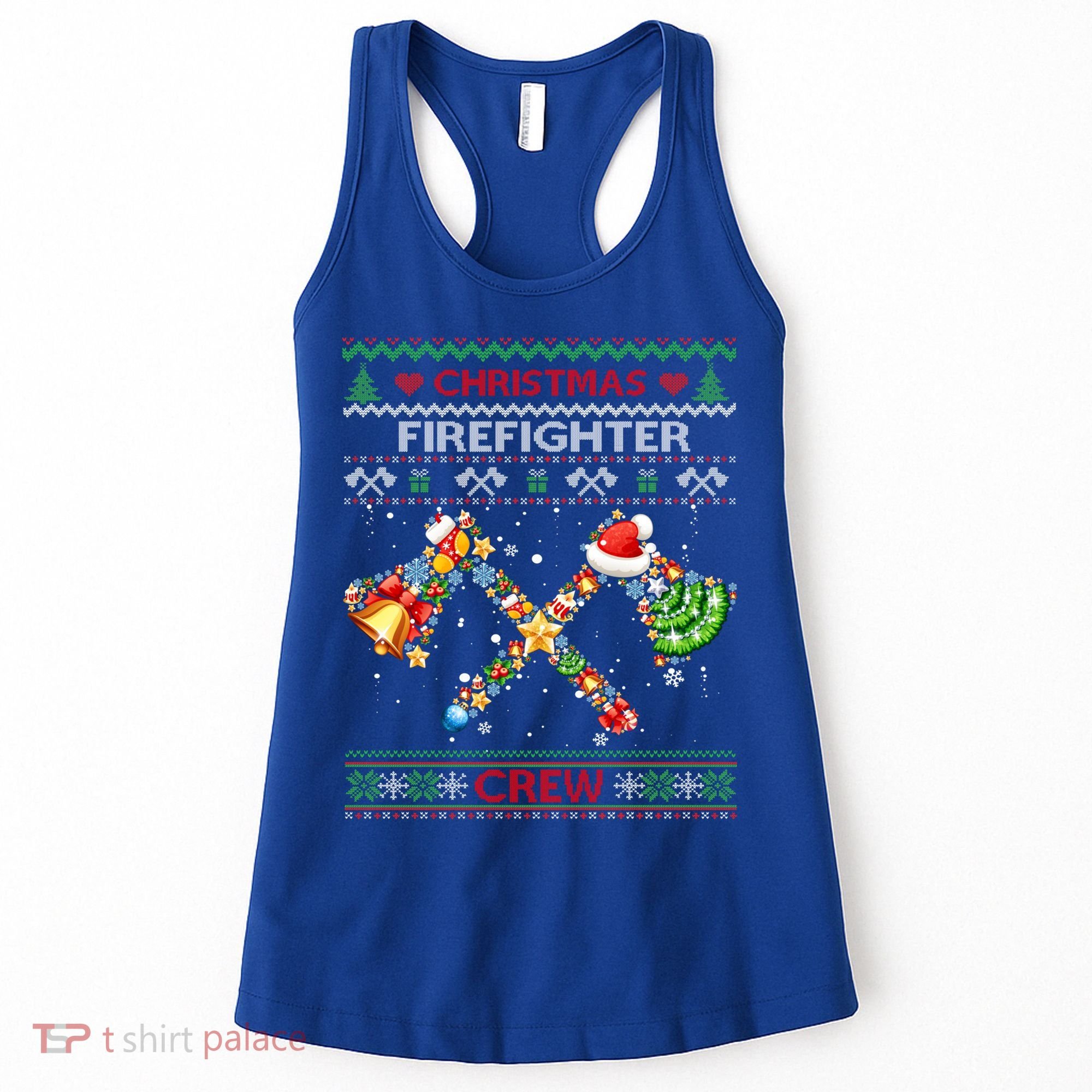 Christmas Firefighter Crew Ugly Sweater Fire Fighter Holiday Gift Women's Tank Top