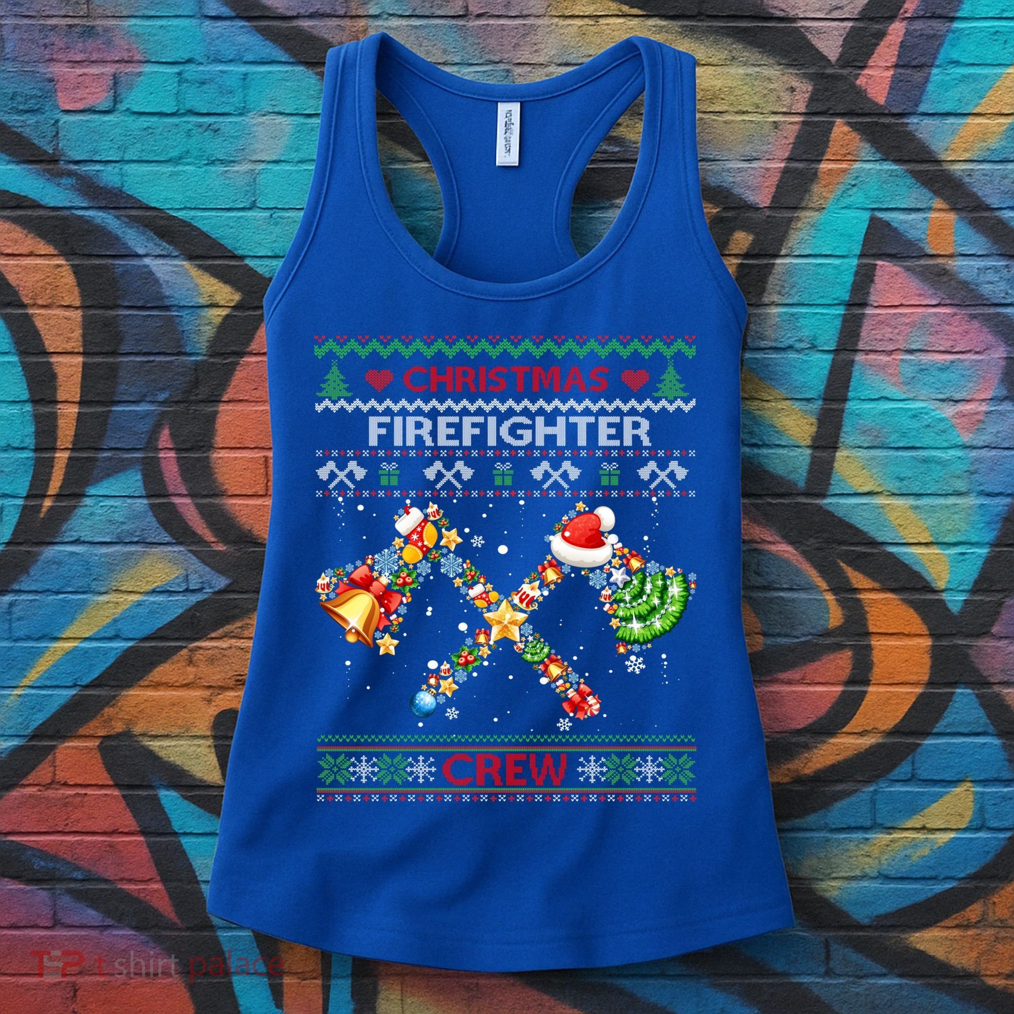 Christmas Firefighter Crew Ugly Sweater Fire Fighter Holiday Gift Women's Tank Top