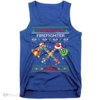 Christmas Firefighter Crew Ugly Sweater Fire Fighter Holiday Gift Tank Top thumb 0