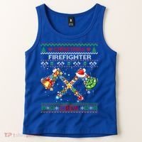Christmas Firefighter Crew Ugly Sweater Fire Fighter Holiday Gift Tank Top thumb 2