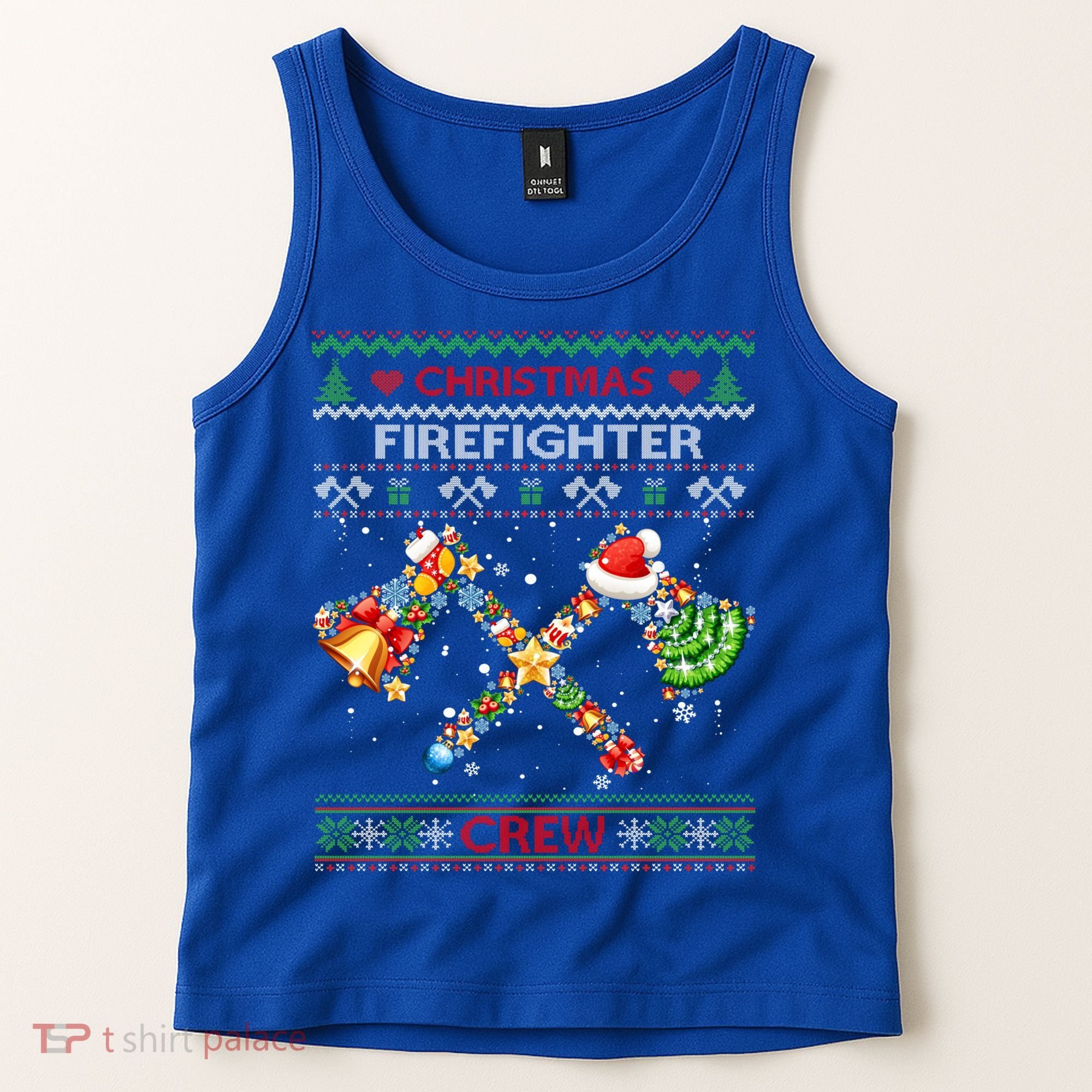 Christmas Firefighter Crew Ugly Sweater Fire Fighter Holiday Gift Tank Top
