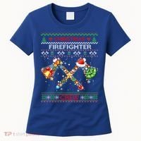 Christmas Firefighter Crew Ugly Sweater Fire Fighter Holiday Gift Women's T-Shirt thumb 0