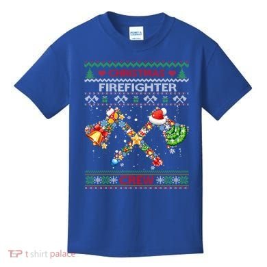 Christmas Firefighter Crew Ugly Sweater Fire Fighter Holiday Gift Kids T-Shirt