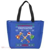 Christmas Firefighter Crew Ugly Sweater Fire Fighter Holiday Gift Tote Bag thumb 0