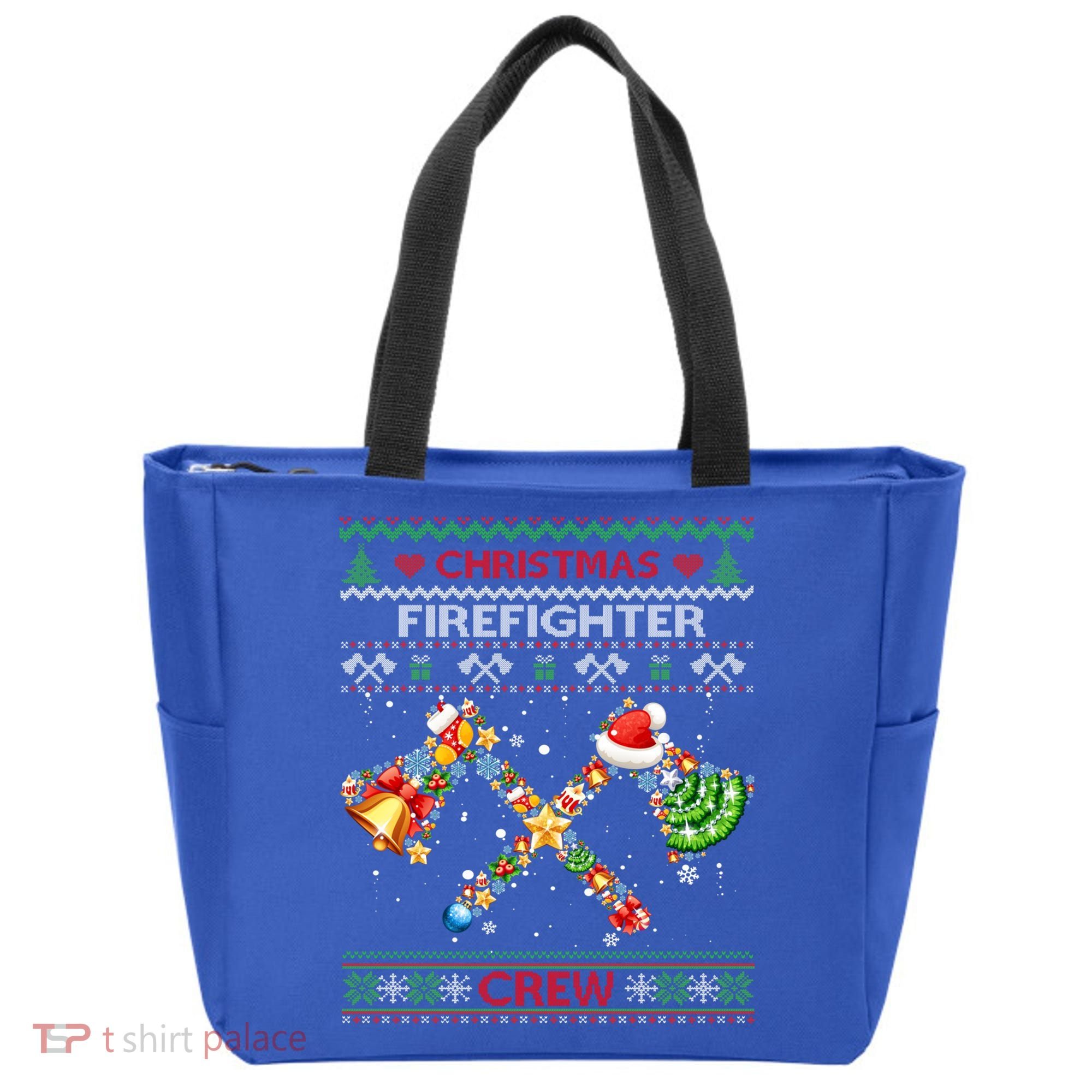 Christmas Firefighter Crew Ugly Sweater Fire Fighter Holiday Gift Tote Bag