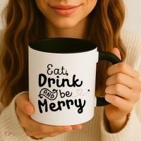 Cute & Funny Christmas Eat Drink & Be Merry Coffee Mug thumb 3