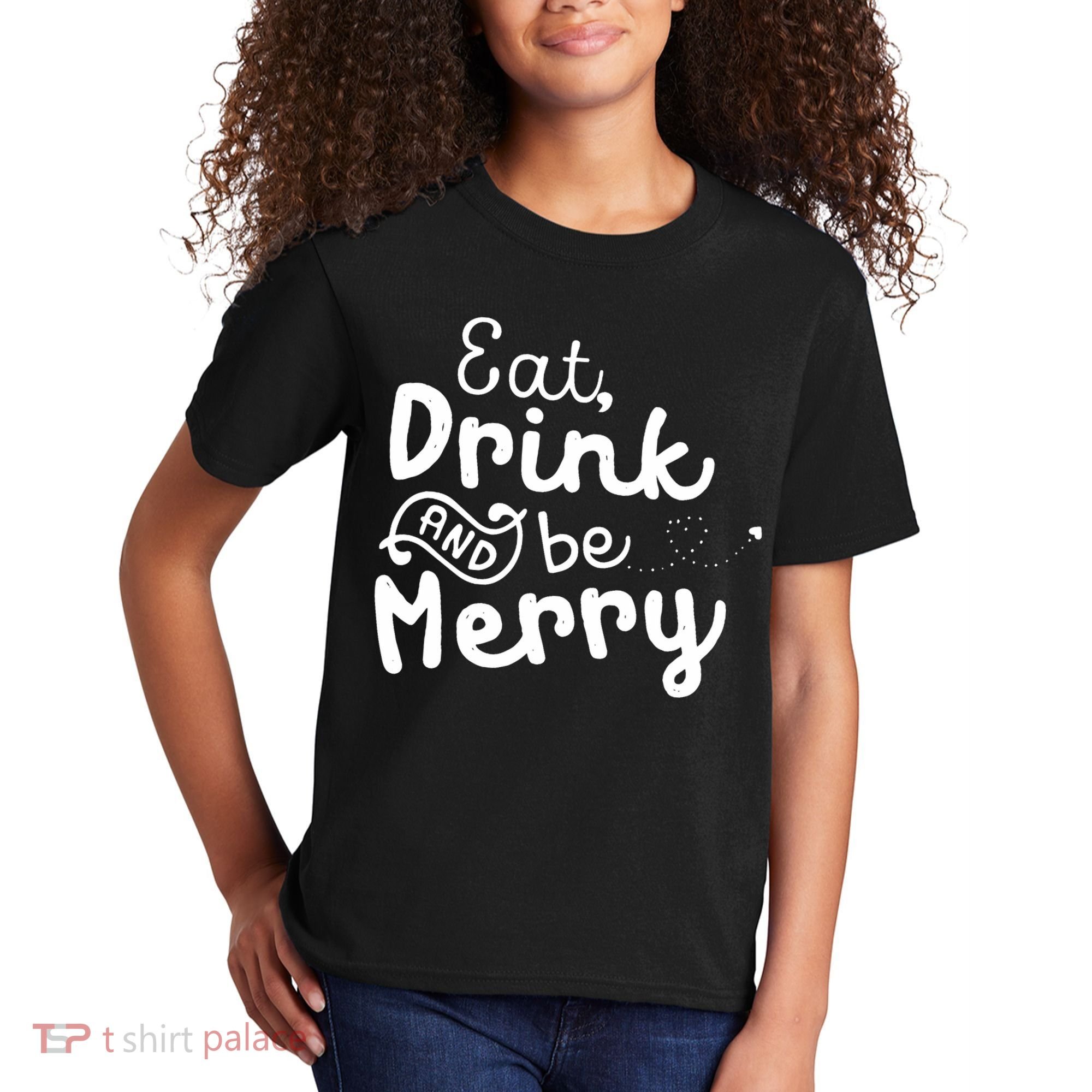 Cute & Funny Christmas Eat Drink & Be Merry Kids T-Shirt