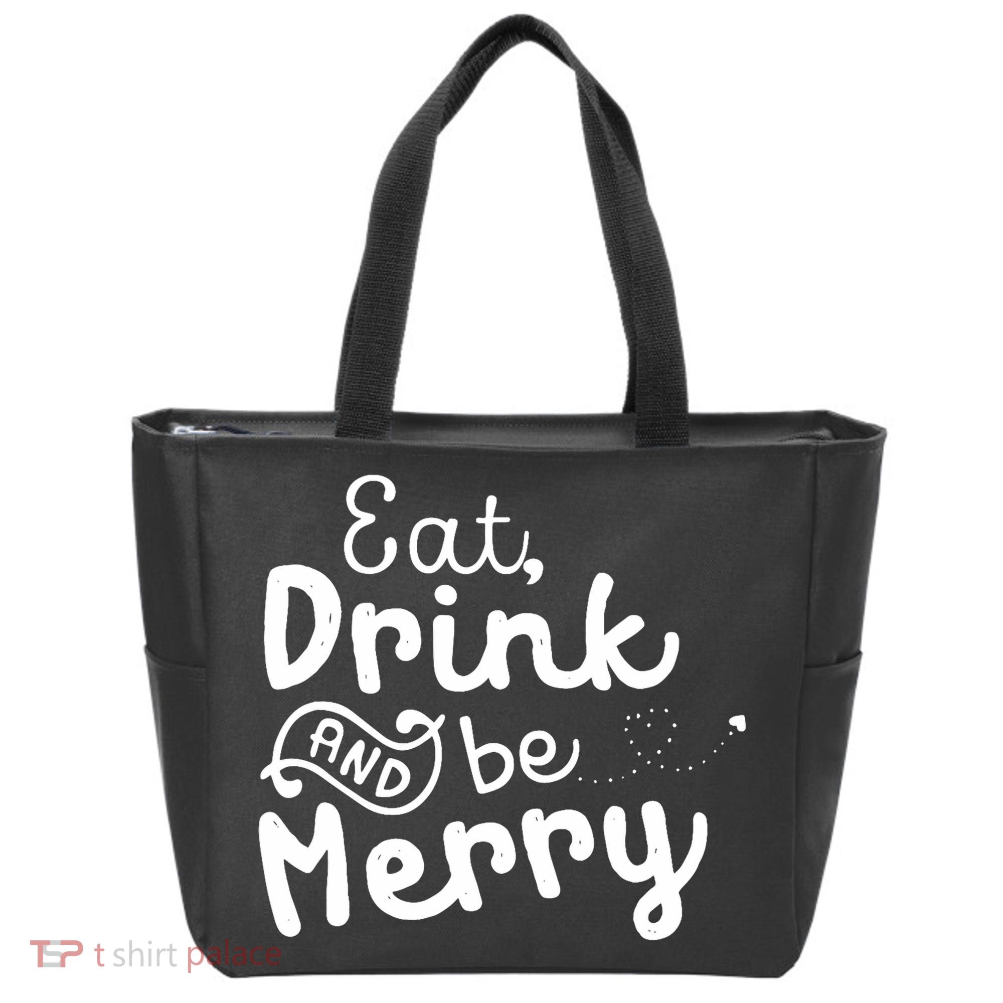 Cute & Funny Christmas Eat Drink & Be Merry Tote Bag