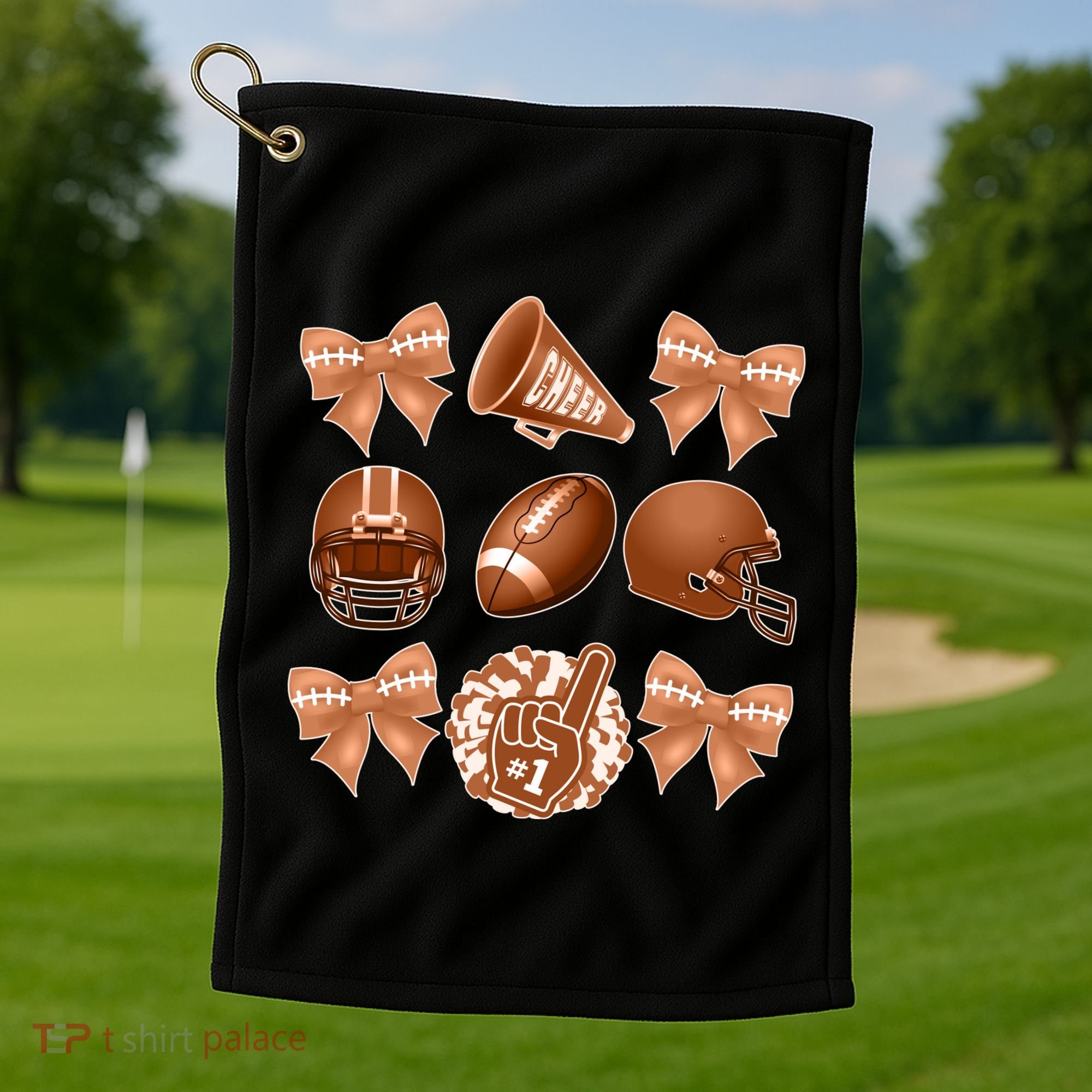 Cute Football Cheer Fan Lover Ribbon Bow Coquette Style Golf Towel